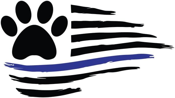 דגל אמריקאי של הכחול עם הדפסת PAW | משטרה K9 | רעיון מתנה נהדר | מדבקה מדבקה | 2 חבילה | מדבקות 5 אינץ